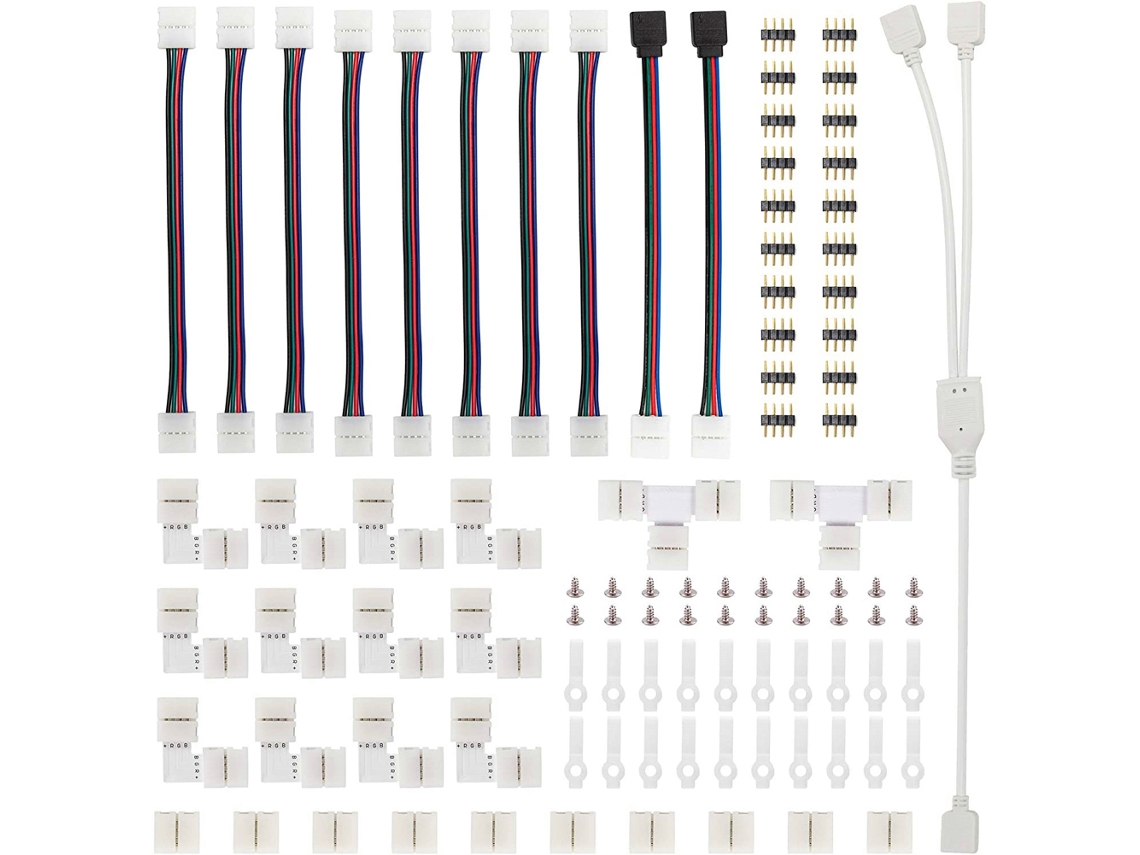 Kit De 95 Conectores Para Tiras Led 5050 Con Conectores En T Y En L Y Herramienta De Empalme.
