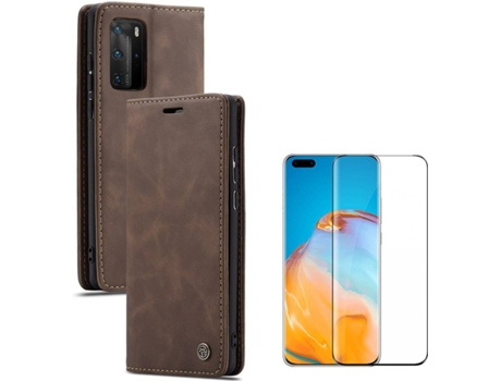 Carcasa y Protector Huawei P40 Pro Livro Caseme Elite Marrón