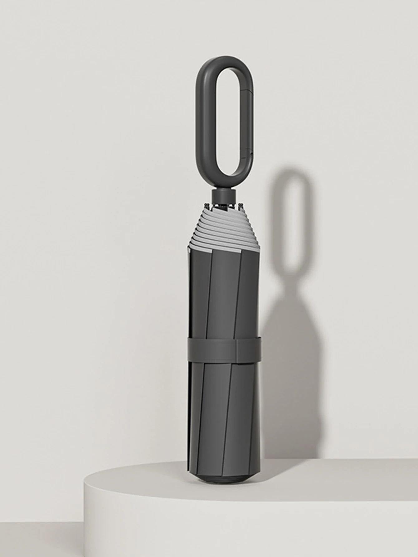 Paraguas Grande Plegable Manual (negro) Con Mango De Hebilla, Resistente Al Viento Y Reforzado, Con Tiras Reflectantes.