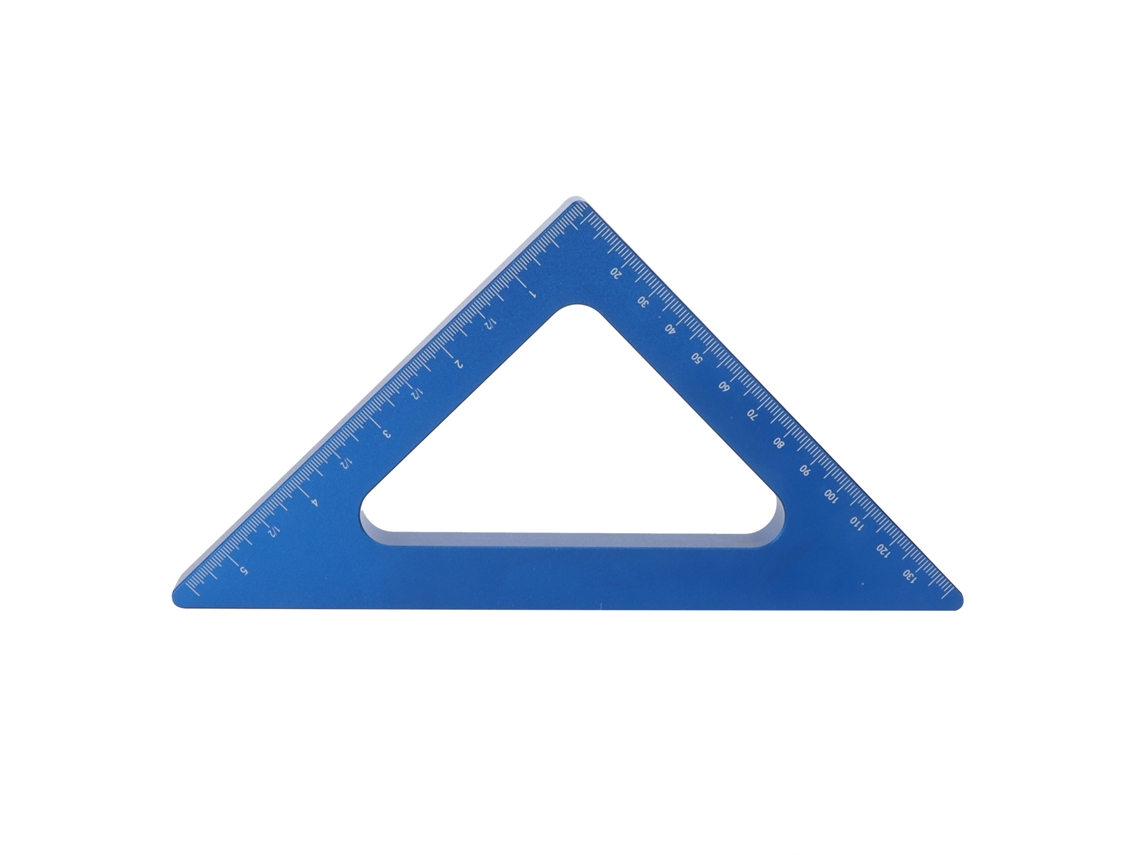 Regla Triangular De Aluminio Azul De 90 Grados, Sistema Métrico Y Pulgadas, Herramienta De Medición Para Madera.