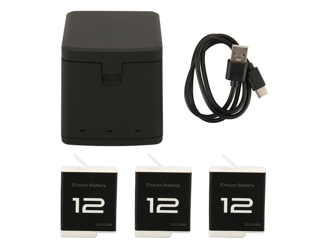 Cargador De Baterías Para Cámara De 3 Canales Con 3 Baterías Recargables De Iones De Litio De 1800 Mah.