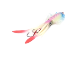 Señuelo luminoso UV para calamares con anzuelo, pulpo blando que brilla en la oscuridad, color rosa y azul (sin marca).