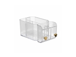 Organizador De Beleza Relaxdays, 4 Compartimentos, 2 Ganchos, Recipiente Para Cotonetes, Plástico, Transparente/dourado