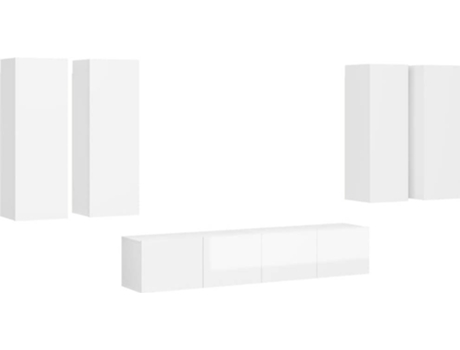 Conjunto 6 de muebles de salón VIDAXL madera ingeniería blanco brillo