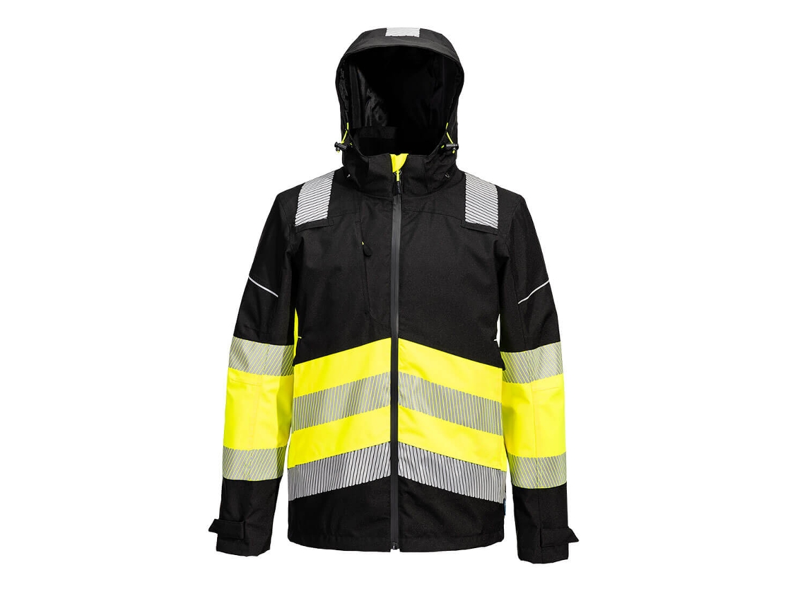 PW3 Impermeable de alta visibilidad Clase 1 Extremo Amarillo Negro / XXL