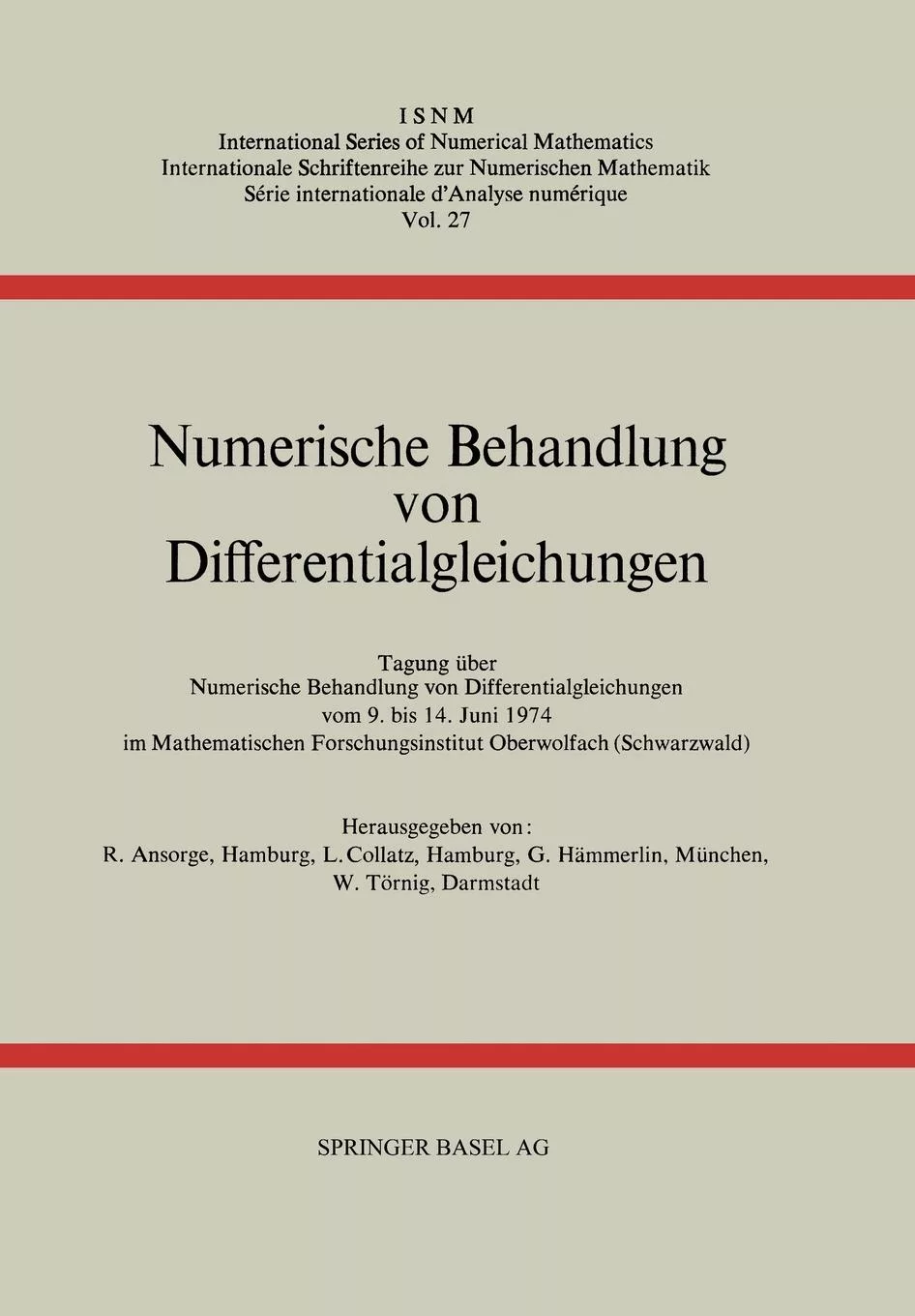 Libro Numerische Behandlung Von Differentialgleichungen De R Ansorge (inglés)