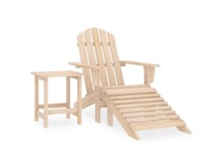 Cadeira De Jardim Adirondack C/ Otomano E Mesa Abeto Maciço Dkd Home Decor