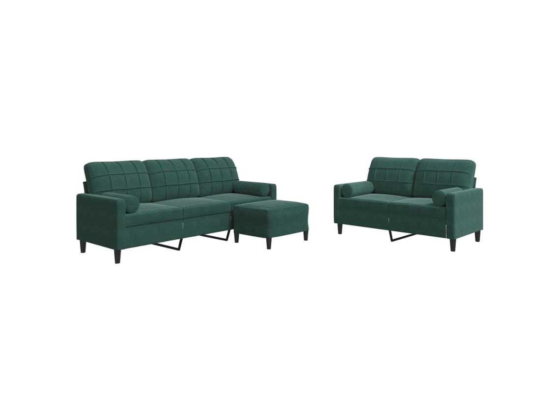 Maison Exclusive - Juego De Sofás Con Cojines 3 Piezas Terciopelo Verde Oscuro