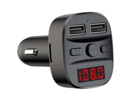 Adaptador inalámbrico para automóvil con transmisor FM Bluetooth con cargador USB dual, llamadas manos libres, pantalla de voltaje y múltiples opci...