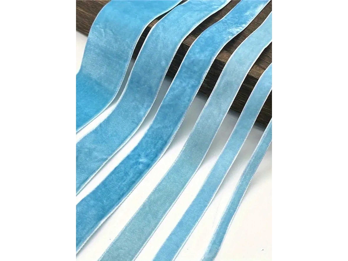 Cinta De Terciopelo Navideña De 5 Yardas (azul Cielo, 25 Mm) - Cinta Vintage - Adecuada Para Embalaje De Bodas Navideñas