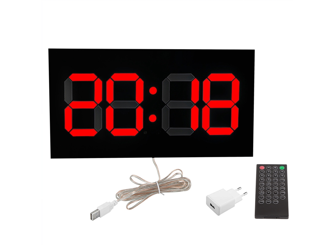 Reloj digital acrílico 3D con control remoto, calendario perpetuo, alarma, 100-240 V, dígitos rojos individuales