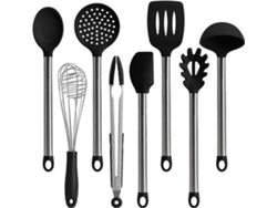 Set De Utensilios De Cocina 8 Piezas Silicona Y Acero Inoxidable Resistente Al Calor