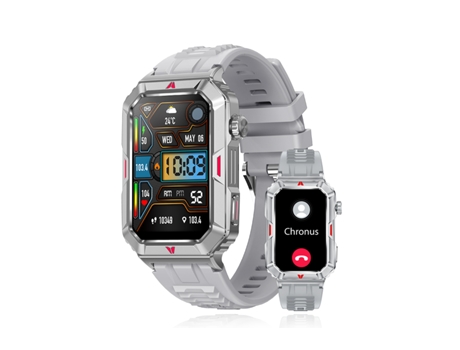 Smartwatch BISBISOUS CF26 de 1,57 pulgadas con pantalla cuadrada, rastreador de fitness masculino para Android iOS en color gris.