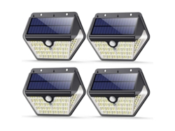 Lámpara Solar Para Exteriores, 150 Led, Paquete De 4, 2000 Mah, 1200 Lúmenes, Luz De Pared Inalámbrica.