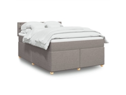 Cama Box Spring Con Colchón Tela Gris Taupe 140x190 Cm