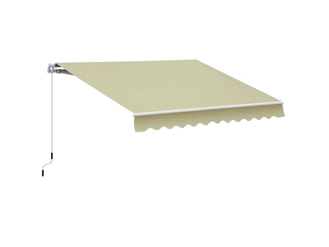 Toldo Retráctil Manual De 295x250 Cm Para Balcón, Con Manivela Y Ángulo Regulable, Color Crema.