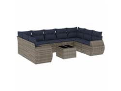Maison Exclusive - Conjunto De Sofá De Jardín De 10 Piezas Con Cojines, Poliratán Gris