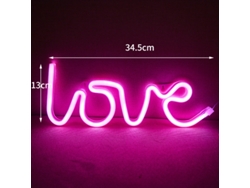 Letrero de neón LED rosa con forma de corazón, con batería incluida, para decoración.