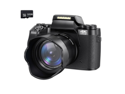 Cámara réflex digital Szsmart SC5 4K Ultra HD de 64 MP con Wi-Fi, nivel principiante, pantalla táctil de 4 pulgadas, zoom 16x, 32 GB (negra)