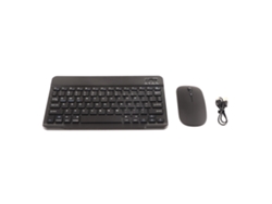 Combo Teclado E Mouse Ultra Fino Silencioso 1600 Dpi Usb Bt Para Pc Celular Tablet Preto