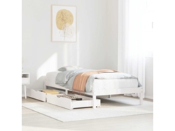 Estructura De Cama Sin Colchón Madera Maciza Blanca 90x190 Cm