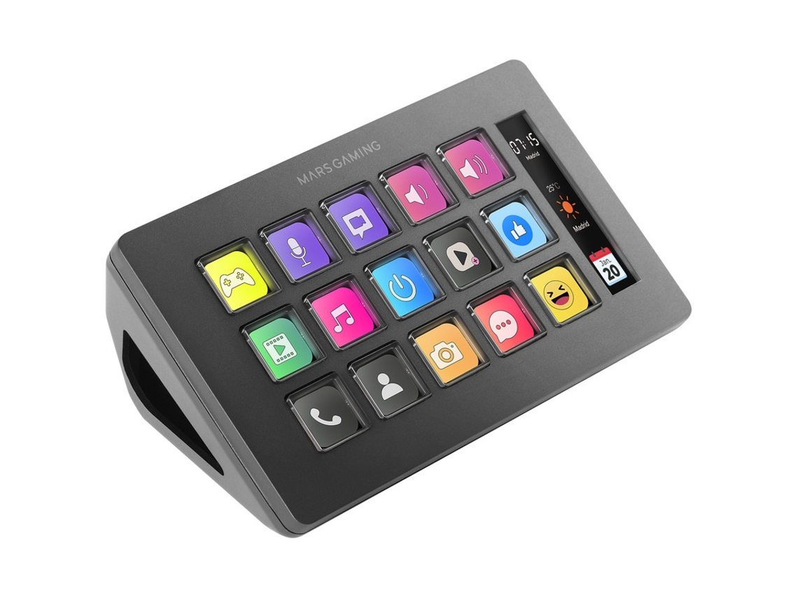 Control Deck Slim Mars Gaming MSD-ONE 15 Teclas Personalizables Pantalla LCD Windows y MacOS (Negro)