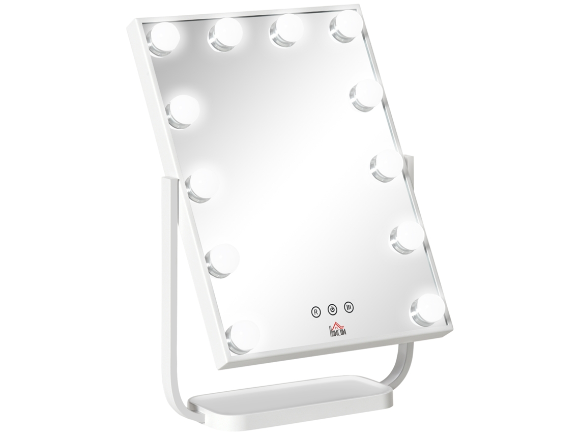 VPMKP - Espejo De Maquillaje Led Homcom, 12 Led, 32,8 X 11 X 47,4 Cm