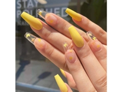 Uñas postizas extralargas con forma de ataúd, pegatina de mariposa, pegamento amarillo para uñas*