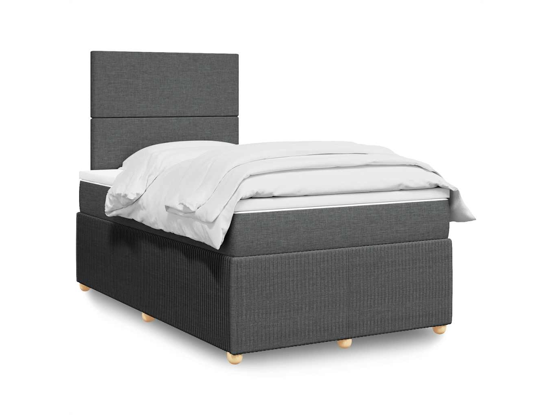 Cama Box Spring Con Colchón Tela Gris Oscuro 120x200 Cm