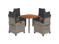 Conjunto 5 comedor de jardín VIDAXL con cojines ratán sintético gris