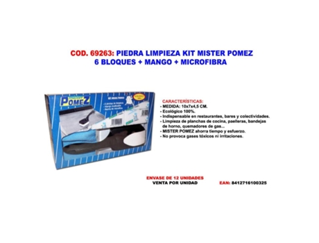 Piedra limpieza kit mister pomez 6 bloques + mango + microfibra