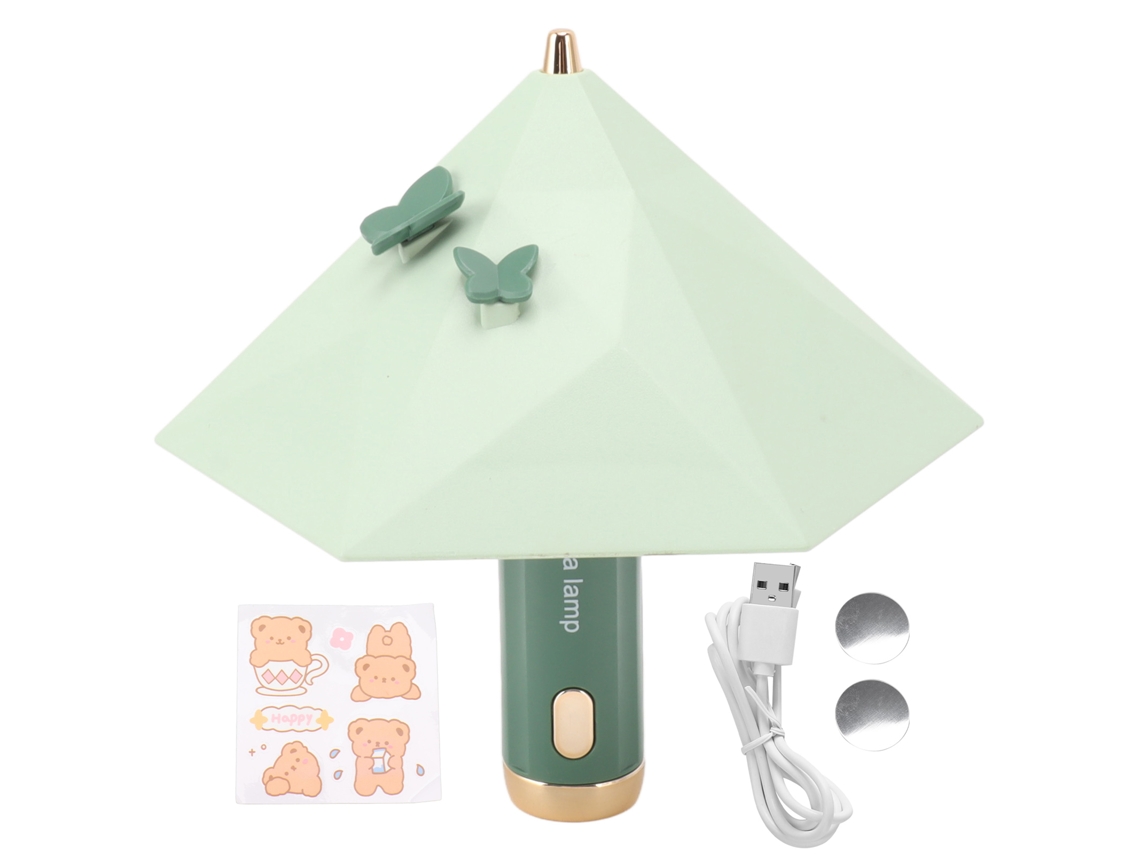 Lámpara De Mesa Led Recargable Usb Con Forma De Paraguas Y 3 Niveles De Iluminación - Protección Ocular - Verde