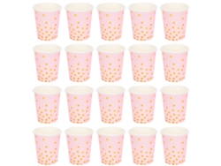 Vasos De Papel Desechables Con Lunares Dorados Para Fiestas De Cumpleaños O Compromisos En Tonos Rosas.