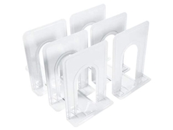 Sujetalibros Antideslizantes De Metal Blanco Para Estantes, 6 X 5 X 6 Pulgadas, 6 Piezas (3 Pares)