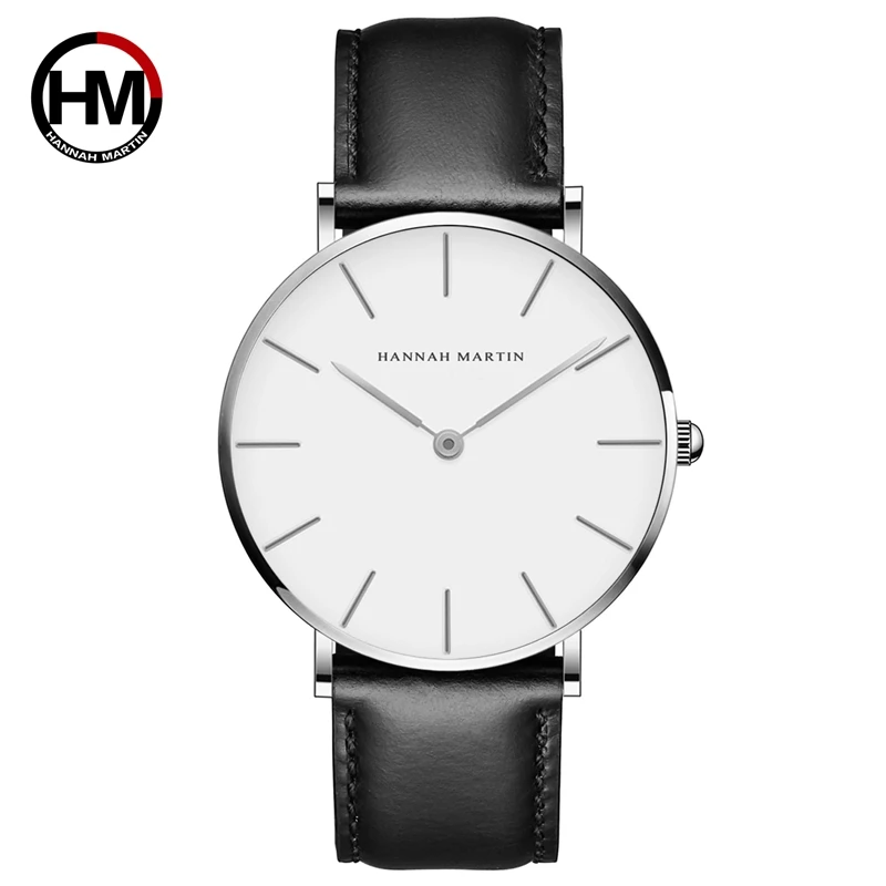 Reloj De Pulsera De Cuarzo Ultrafino Para Hombre (correa Negra, Caja Plateada, Esfera Blanca), Sencillo Y Elegante, Ideal Para Negocios.