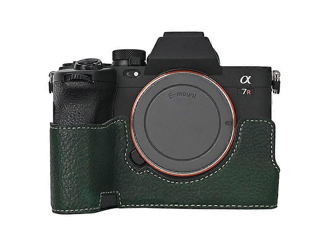Base de cámara compatible con Sony A7R V/A7 IV/A7S III/Alpha 1, batería extraíble, funda protectora de piel sintética con textura de lichi. Facpoet