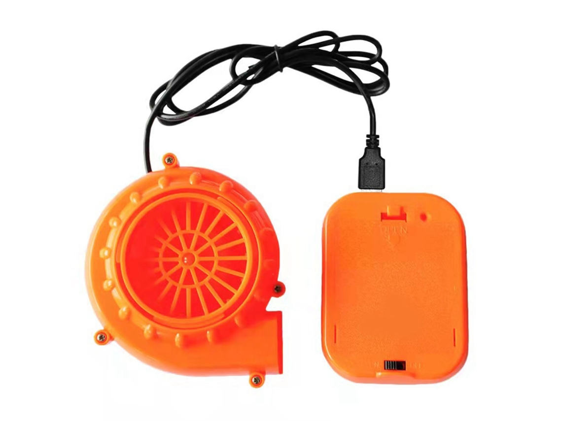 Ventilador Mini Sopro Usb Carregável Com Caixa De Bateria Para Trajes Infláveis Laranja