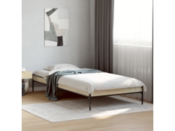 Estructura Cama Madera Ingeniería Metal Roble Sonoma 90x200 Cm