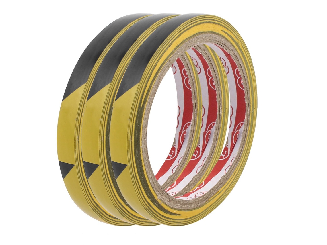 Cinta De Advertencia De Barrera De Suelo A Rayas De Pvc De 10 Mm X 17 M, Color Negro Y Amarillo, 3
