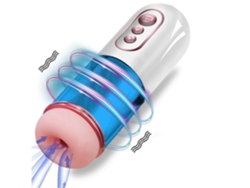 Masturbador Masculino Automático De Silicona Con Ventosa, Color Blanco*