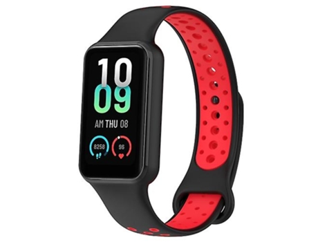 Correa De Reloj Inteligente Para Amazfit Band 7 Loop Banda De Reloj De Silicona Transpirable De Negro-Rojo VENISYMLIS