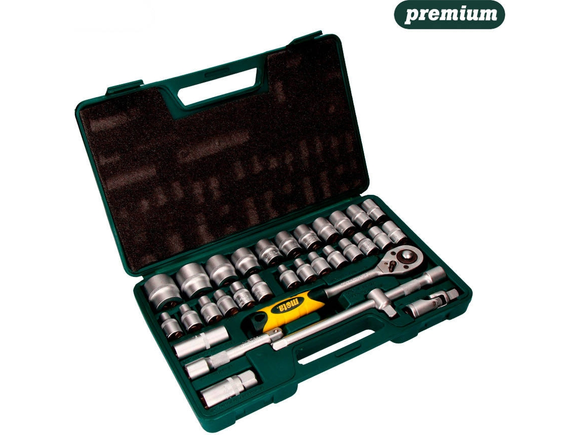 Set 32 Piezas de Enchufes y Accesorios Cr.V Ek602 de 1/2 " MOTA HERRAMIENTAS