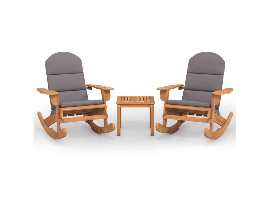 Conjunto 3 de muebles de jardín Adirondack VIDAXL madera acacia