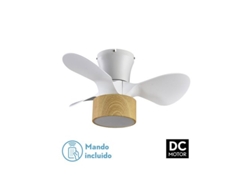 Ventilador DC 24w Kos Blanco/haya 3 Aspas 60d 6 velocidades 2390lm 3000-4500-6000k con remoto, Memoria Y Temporizador FABRILAMP