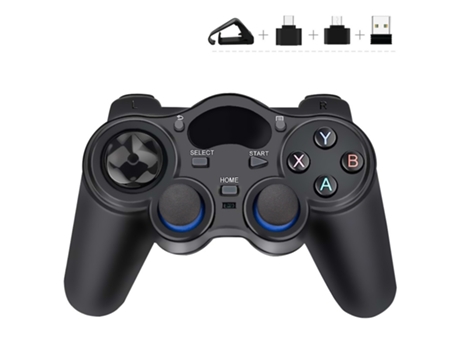 Mando de juego ECELEN joystick Inalámbrico 2.6G adecuado para smartphones tabletas y cajas de TV inteligentes (negro)