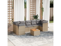 Conjunto de sofá de jardín de 8 piezas con cojines en mimbre beige mixto y decoración del hogar DKD