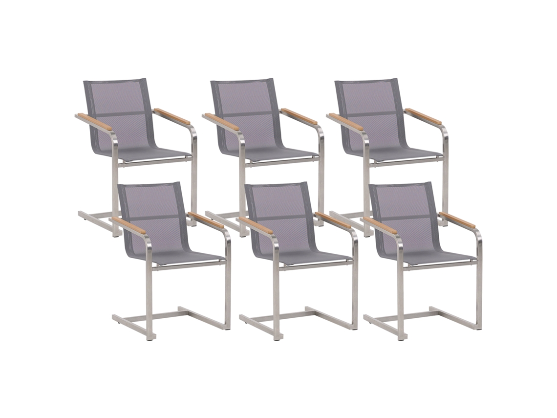 Conjunto de 6 sillas BELIANI Cosoleto de Acero inoxidable Gris 56x55x85