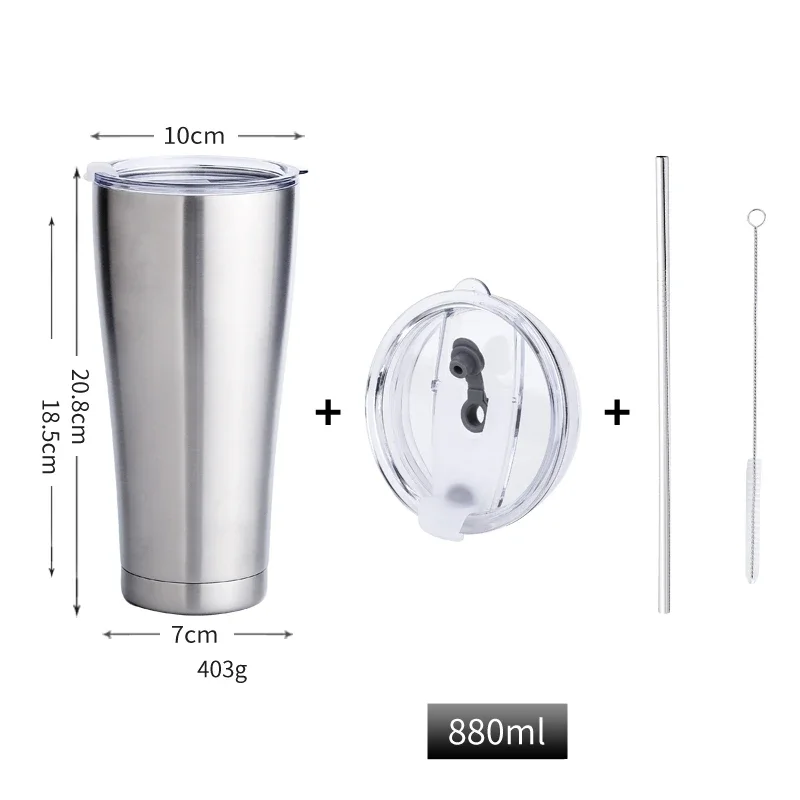 Taza De Café De Acero Inoxidable 304 Con Aislamiento Al Vacío (880 Ml), Apta Para Té O Café.