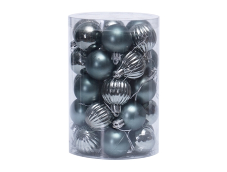 34 piezas de adornos de bolas de Navidad inastillables de 4 cm para la decoración del árbol de Navidad, gris verde