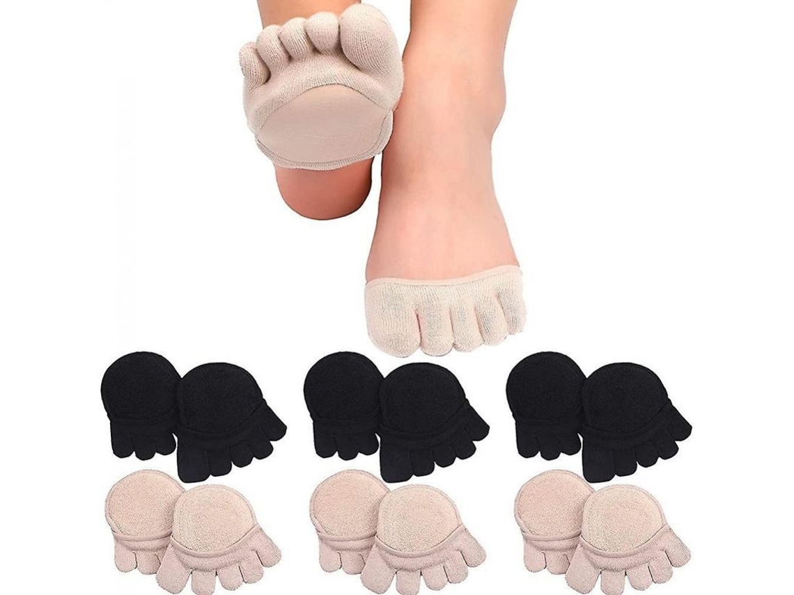 6 Pares De Calcetines Toe Topper Invisibles Sin Mostrar Con 5 Dedos Antideslizantes Para Mujer